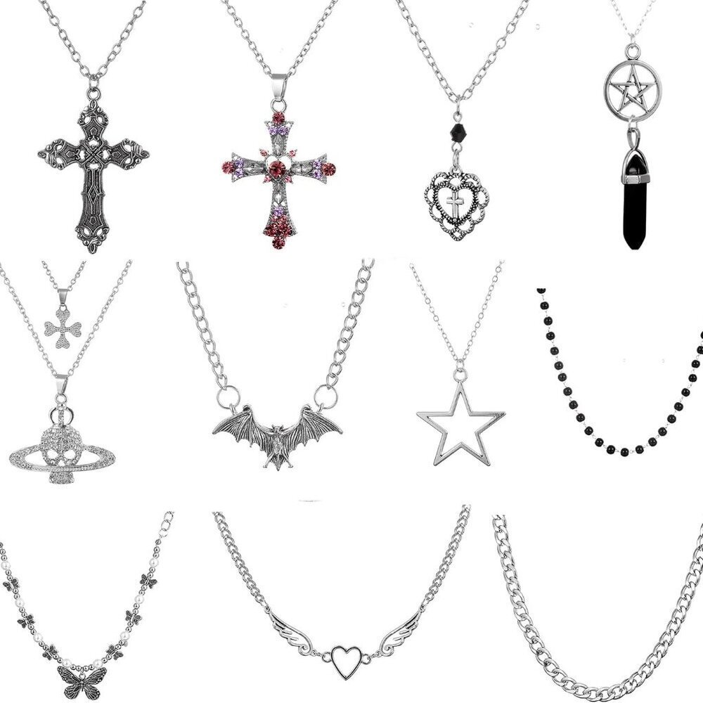 11pcs Punk Gothic Necklace Set Metal Alloy Boho Indie Y2k For Women Men
